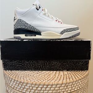 Nike Air Jordan 3 Men's White and Gray Sneakers Reimagined Sz 10